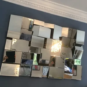 Earthquake Large Multi Faceted Modern Wall Mirror 120cm x 80cm - Image 2