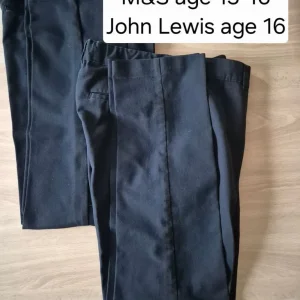 Age 15-16 boys black school uniform trousers M&S John Lewis