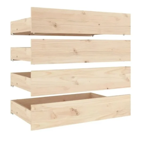 Bed Drawers 4 pcs Solid Pine Wood