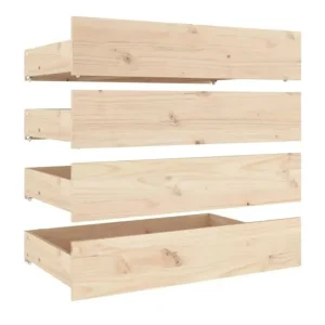 Bed Drawers 4 pcs Solid Pine Wood