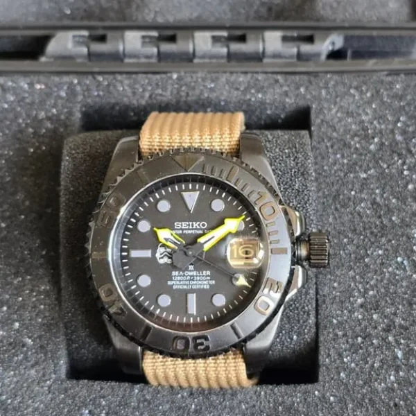 Seiko watch modified divers black