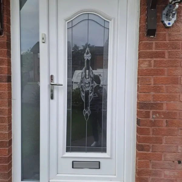 UPVC front door with decorative glass