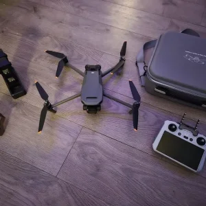 DJI Mavic 3 drone, 2 batteries, screen controller, and accessories
