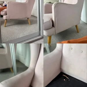 Habitat Callie Wingback Armchair – Light Pink with Beige Patterned Cover - Image 3