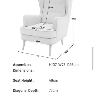 Habitat Callie Wingback Armchair – Light Pink with Beige Patterned Cover - Image 7