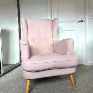 Habitat Callie Wingback Armchair – Light Pink with Beige Patterned Cover - Image 8