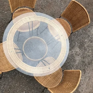 Glass Table and Four Rattan Chairs - Image 2