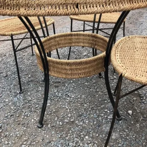 Glass Table and Four Rattan Chairs - Image 4