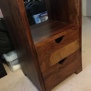 2 x solid mango/sheesam handmade bedside tables with drawers and cabinets - Image 2