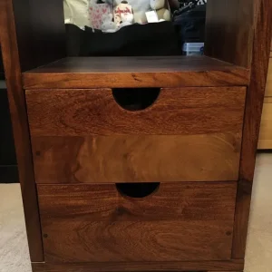 2 x solid mango/sheesam handmade bedside tables with drawers and cabinets - Image 6