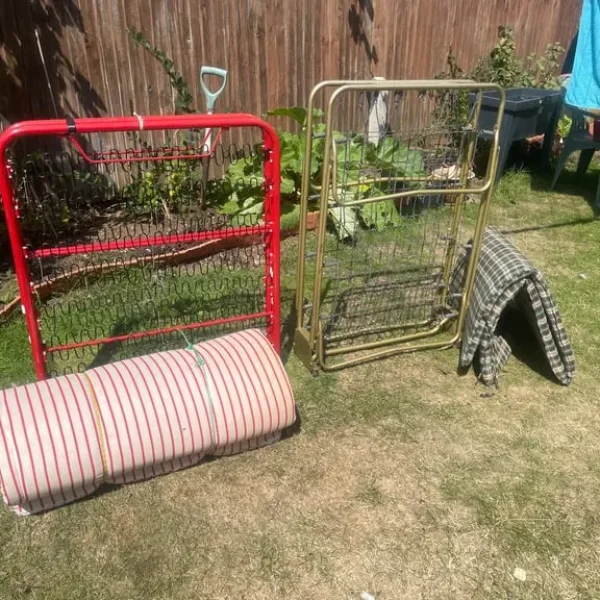 Camp beds with mattresses