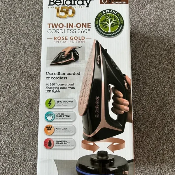 Beldray 2-in-1 Cordless Steam Iron – Rose Gold – Never Used