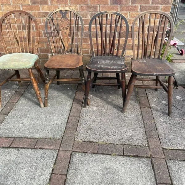 Four older bentwood chairs
