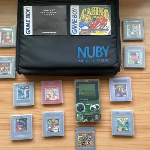 GAME BOY POCKET WITH MANUAL, 12 GAMES & NUBY CARRY CASE
