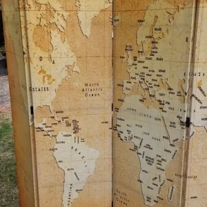 Folding Room Divider with World Map – Yellow - Image 4