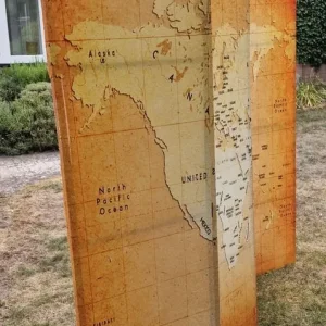 Folding Room Divider with World Map – Yellow - Image 5