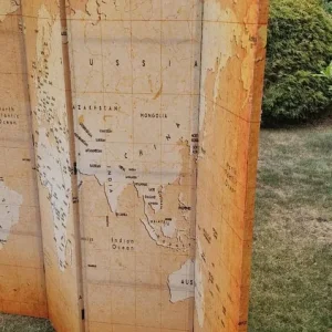 Folding Room Divider with World Map – Yellow - Image 7