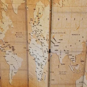 Folding Room Divider with World Map – Yellow - Image 8