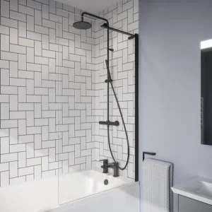 Crosswater Clear 6 Fixed Single Panel Bath Screen 900mm Matt Black
