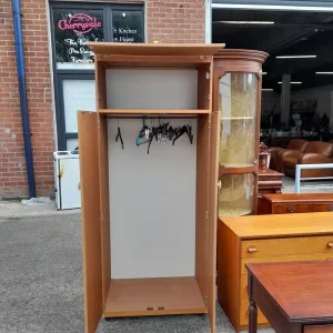 Cream and wood vintage 3 door wardrobe 76cm x 51cm x 187cm - Image 3