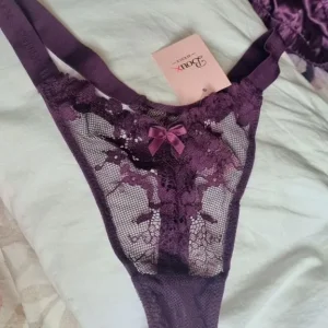 Boux Avenue Lace & Mesh Thong Set – Plum