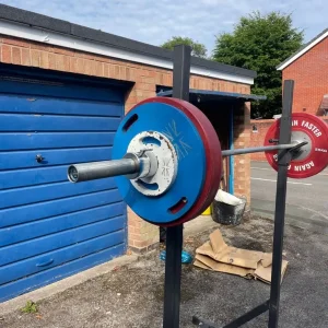 Squat Stand with Olympic barbell and bumper plates