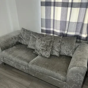 2 X grey velvet sofas