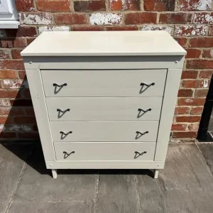 Solid Pine Chest of Drawers with White Paint and Brass Handles - Image 2