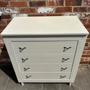 Solid Pine Chest of Drawers with White Paint and Brass Handles - Image 3