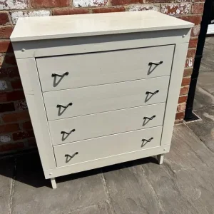 Solid Pine Chest of Drawers with White Paint and Brass Handles - Image 4