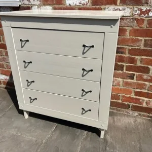 Solid Pine Chest of Drawers with White Paint and Brass Handles - Image 5