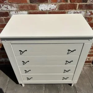 Solid Pine Chest of Drawers with White Paint and Brass Handles - Image 6