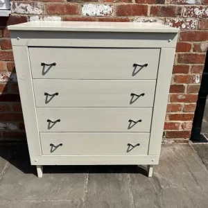 Solid Pine Chest of Drawers with White Paint and Brass Handles - Image 7