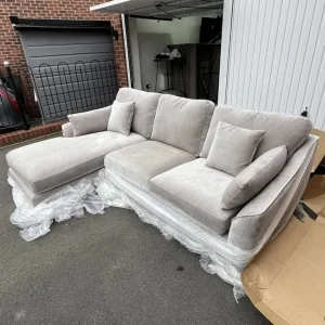 Dylan 3+2 Seater Corner Sofa & Footstool – Cream Cord Fabric - Image 3