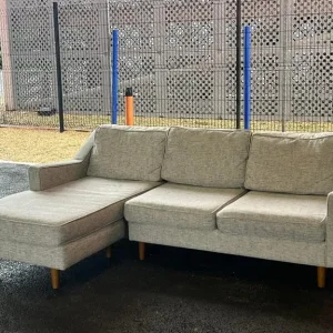 L shape grey sofa with salt & pepper speckle - Image 3