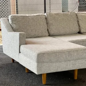 L shape grey sofa with salt & pepper speckle - Image 4