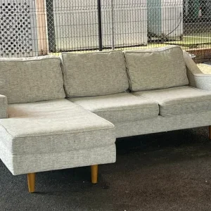 L shape grey sofa with salt & pepper speckle