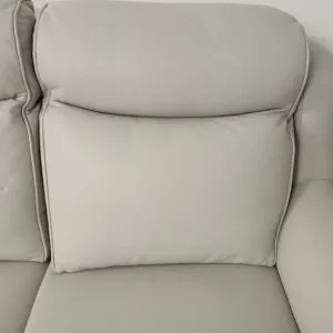 Parker-Knoll 2 Seater Cream Leather Sofa and Armchair with Footstool - Image 5
