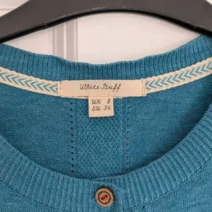 White Stuff 3/4 Sleeve Teal Cardigan, Size 8 - Image 2
