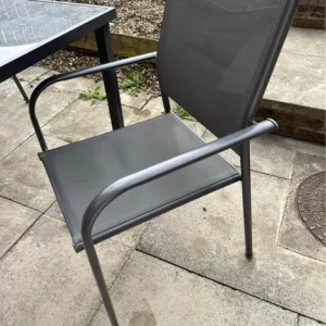 Outdoor metal and glass dining table with 3 chairs - Image 2