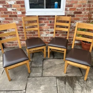 Set of 4 Solid Oak Dining Chairs - Image 2