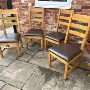 Set of 4 Solid Oak Dining Chairs - Image 3
