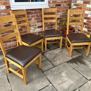 Set of 4 Solid Oak Dining Chairs - Image 4