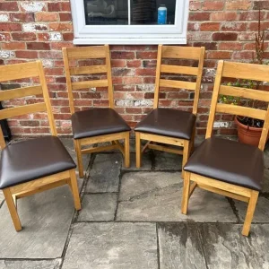 Set of 4 Solid Oak Dining Chairs - Image 8