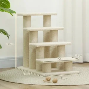 PawHut Dog Steps for Bed 4 Step Pet Stairs - Image 2