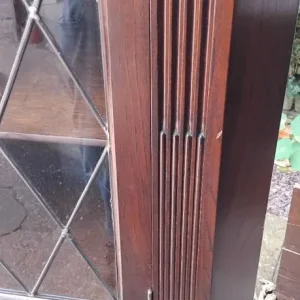 Solid Oak Corner Cabinet with Leaded Glass and Linenfold Door - Image 8