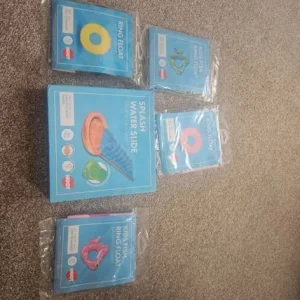 Splash water slide and pool floaties