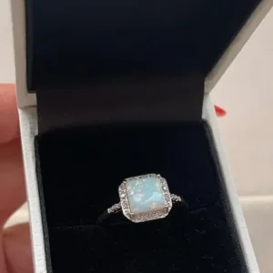 Harper Kendall 9ct Yellow Gold 0.03ct Diamond And Opal Halo Ring - Image 3