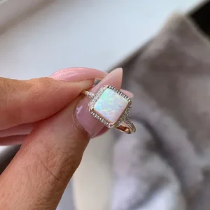 Harper Kendall 9ct Yellow Gold 0.03ct Diamond And Opal Halo Ring - Image 4