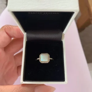 Harper Kendall 9ct Yellow Gold 0.03ct Diamond And Opal Halo Ring - Image 5